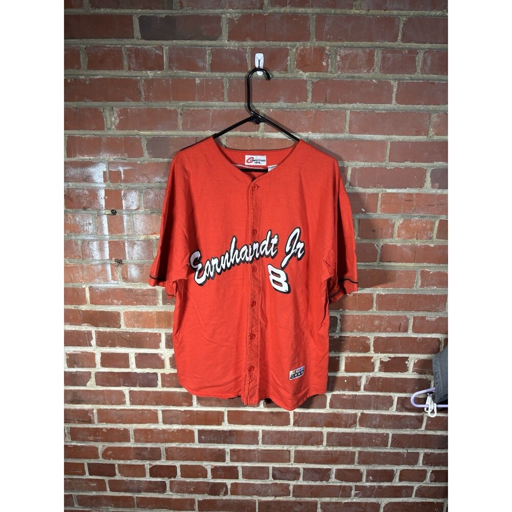 Vintage Y2K 2000s Red Dale Earnhardt Jr Baseball Jersey Nascar Adult Size Large